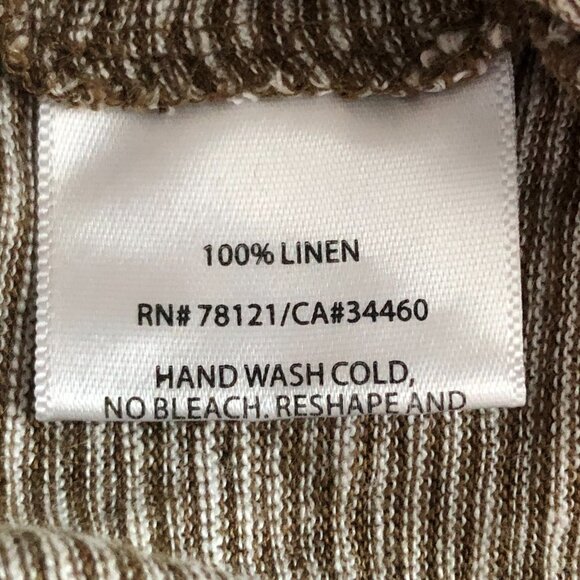 Eileen Fisher 100% Linen Tan Beige U Neck Striped Tank Top - Picture 6 of 7